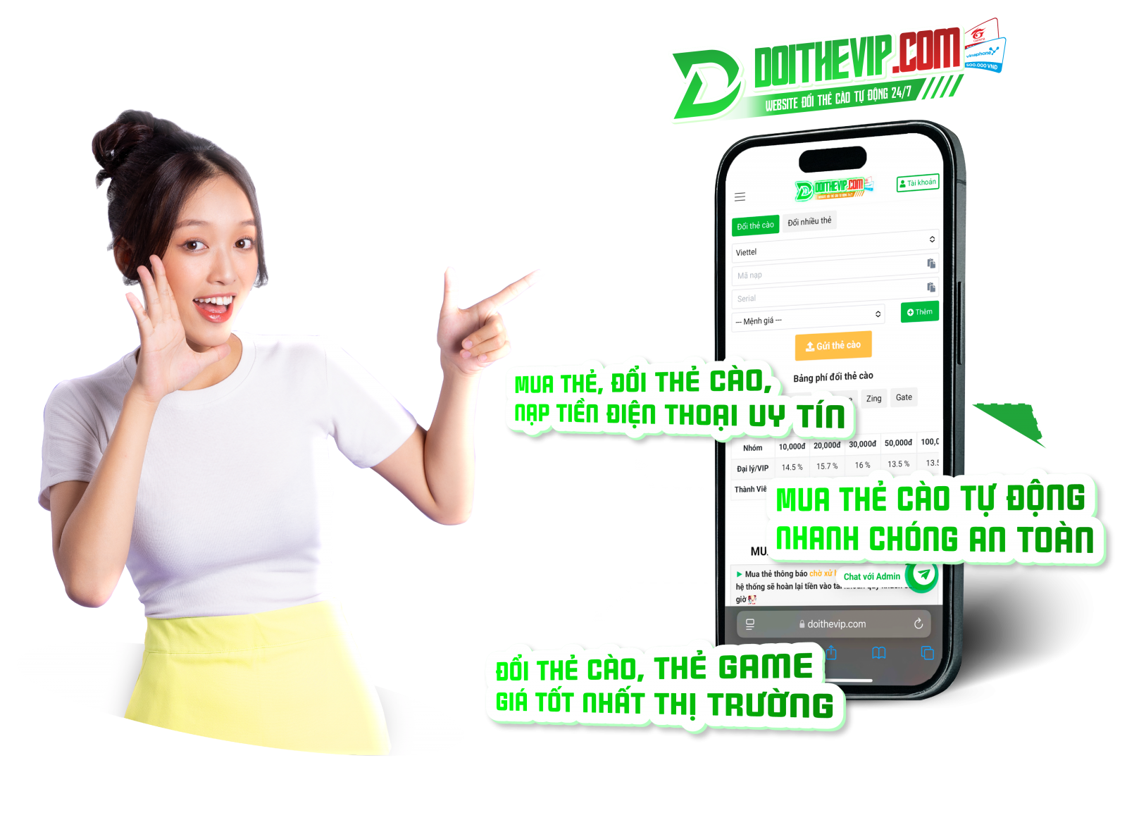 Dịch vụ mua thẻ, đổi thẻ cào, nạp tiền game uy tín